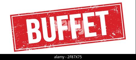 BUFFET text on red grungy rectangle stamp sign. Stock Photo