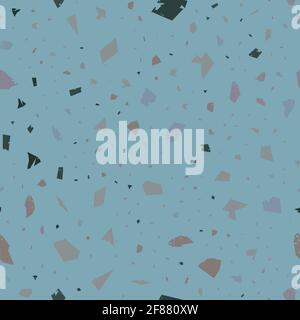 Terrazzo seamless pattern. Brown classic flooring texture. Bold background made of natural stones, granite, quartz, marble, and concrete. Stunning sea Stock Vector