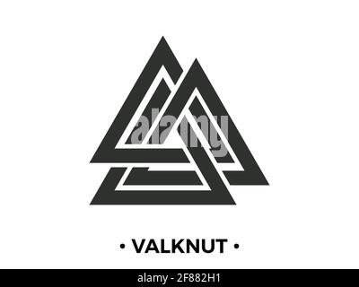 Valknut is a nordic symbol, an interweaving of three worlds. Sign of the god Odin. Norse culture. Viking symbol. Valknut isolated on white background. Stock Vector