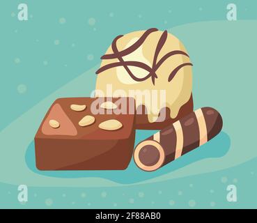 three chocolates toppings Stock Vector