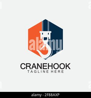 Crane hook logo icon vector illustration design  template Stock Vector