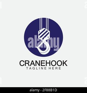 Crane hook logo icon vector illustration design  template Stock Vector