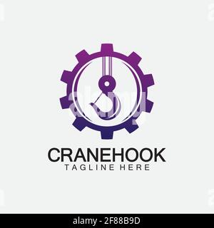 Crane hook logo icon vector illustration design  template Stock Vector
