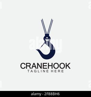 Crane hook logo icon vector illustration design  template Stock Vector