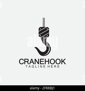 Crane hook logo icon vector illustration design  template Stock Vector