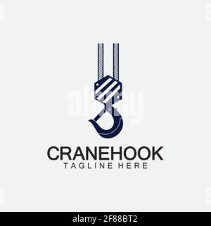 Crane hook logo icon vector illustration design  template Stock Vector