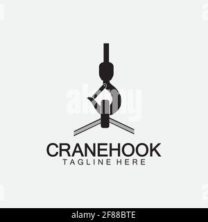 Crane hook logo icon vector illustration design  template Stock Vector