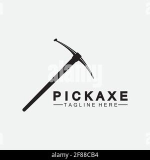 Pickaxe Logo Vector icon symbol illustration Design template, Mining Concept With Silhouette,Mining Logo, Pickaxe Logo Stock Vector