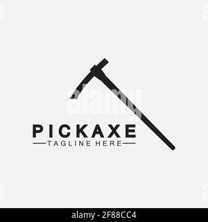 Pickaxe Logo Vector icon symbol illustration Design template, Mining Concept With Silhouette,Mining Logo, Pickaxe Logo Stock Vector