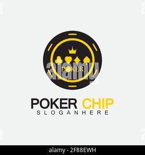 Casino chip icon, poker chip vector icon logo,Casino chips for poker or roulette.Vector illustration isolated on white background. Stock Vector