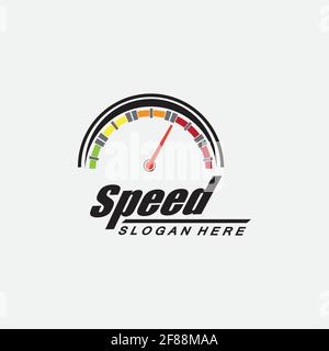 Speed logo design, silhouette speedometer symbol icon vector,speed Auto car Logo Template vector illustration icon design Stock Vector