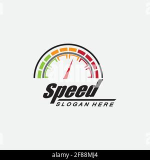 Speed logo design, silhouette speedometer symbol icon vector,speed Auto car Logo Template vector illustration icon design Stock Vector
