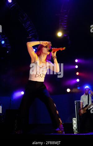 Paramore and Hayley Williams seen in concert at the LG Arena Birmingham 2010 Stock Photo