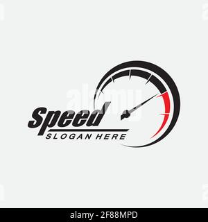 Speed logo design, silhouette speedometer symbol icon vector,speed Auto car Logo Template vector illustration icon design Stock Vector