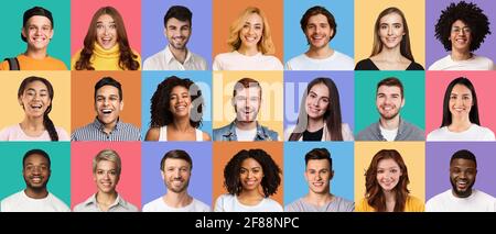 Composite collage of happy diverse multicultural young people Stock Photo