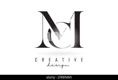 MC m c letter design logo logotype concept with serif font and elegant style. Vector illustration icon with letters M and C. Stock Vector