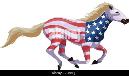 American patriots horse Running horse illustration Stock Vector