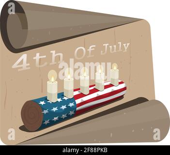 American flag candle log vector background Stock Vector