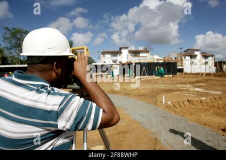 salvador, bahia / brazil - march 3, 2016: surveyor is seen making measurements under construction at the Municipal Hospital in the city of Salvador. * Stock Photo