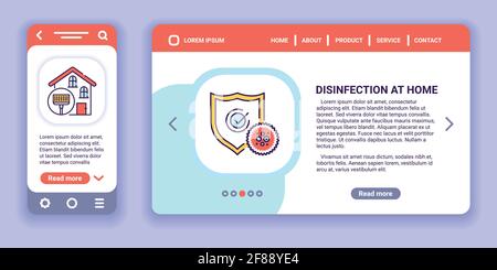 Desinfection at home web banner and mobile app kit. Health care. Outline vector illustration. Stock Vector