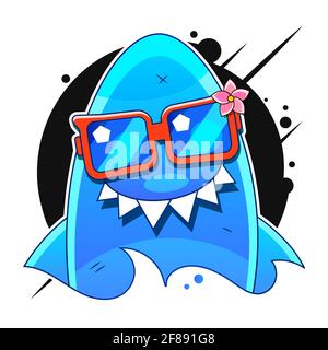 Shark with open mouth. Shark isolation on a white background. Flat vector Stock Vector