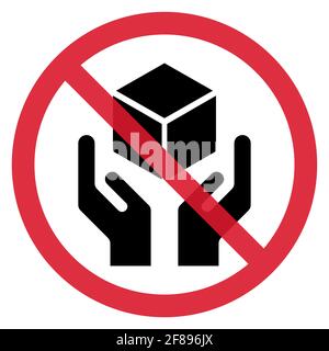 Handle with care flat icon with red circle isolated on white background. Fragile package symbol. Label vector illustration . Stock Vector