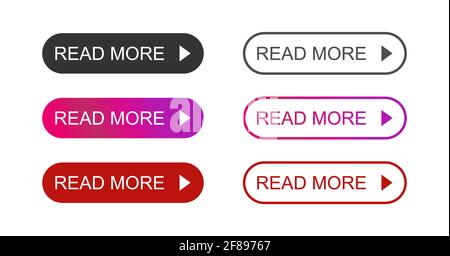 Modern colorful icon read more colorful button set on white background . Stock Vector