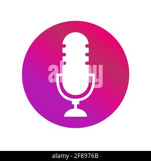 Podcast radio icon vecor on white background. Studio table microphone . Stock Vector