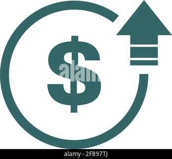 Cost symbol dollar increase icon. Vector symbol image isolated on background Stock Vector