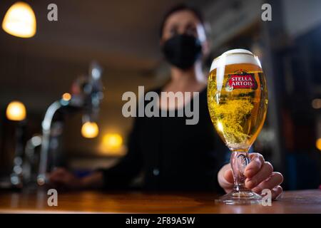 Stella artois beer glass lager hi-res stock photography and images - Alamy