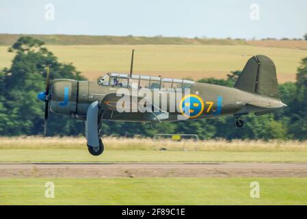 SAAB 17 plane. Swedish single-engine monoplane reconnaissance dive-bomber aircraft of the 1940s originally developed by ASJA prior to merger with Saab Stock Photo