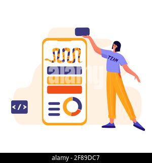 Python code language sign. Programming coding and developing concept. Software development. Programming language Stock Vector
