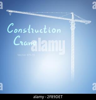 Tower construction crane. Detailed vector illustration isolated on white background. Stock Vector