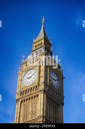 Big ben clock tower famous and iconic landmark of the city,  built in the 19th century in Neo-Gothic style.Painting effect added Stock Photo
