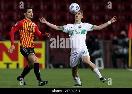 Benevento, Italy. 12th Apr, 2021. Filip Djuricic of US Sassuolo in action during the Serie A football match between Benevento Calcio and US Sassuolo at Ciro Vigorito stadium in Benevento (Italy), April 12th, 2021. Photo Cesare Purini/Insidefoto Credit: insidefoto srl/Alamy Live News Stock Photo