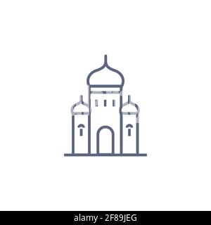 Church line icon - orthodox chapel simple linear pictogram on white background. Vector illustration Stock Vector