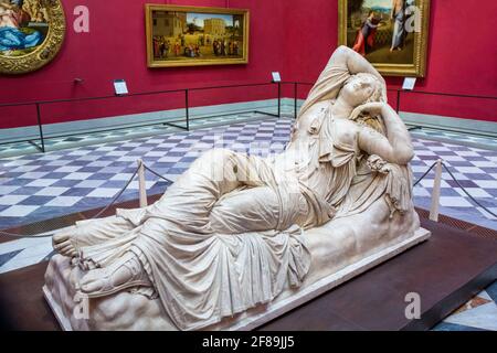 Florence, Italy.  Sleeping Ariadne sculpture in Asian Marble.  2nd century AD. Located in the Uffizi Gallery.  (For Editorial Use Only) Stock Photo