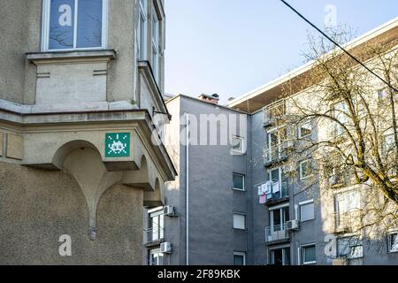 Invader invaded Ljubljana Stock Photo