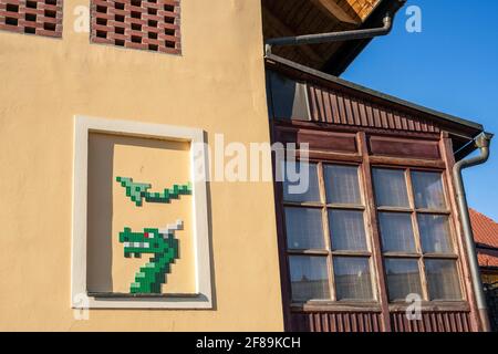 Invader invaded Ljubljana Stock Photo