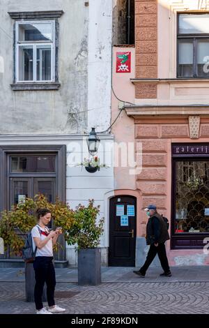 Invader invaded Ljubljana Stock Photo