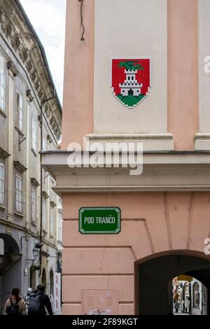 Invader invaded Ljubljana Stock Photo