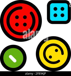 Buttons for clothes in simple style. Sewing or tailoring tools kit single color icon vector symbol stock illustration. Stock Vector