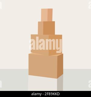 Cardboard boxes on a floor. Isolated on white background. Stock Image. Online purchases from China, Europe, mail, delivery interruptions. Stock Vector