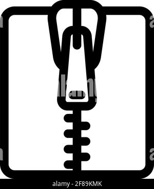 Zipper tool outline icon. Close zip lock tailor pictogram. Textile and fabric zippers fastener, sewing tools for clothes and bags. Editable stroke vec Stock Vector