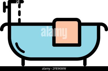Bathtub simple color icon. Bath symbol. Vector simple style icon isolated on white background. Stock Vector