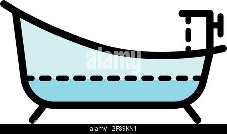 Bathtub simple color icon. Bath symbol. Vector simple style icon isolated on white background. Stock Vector