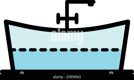 Bathtub simple color icon. Bath symbol. Vector simple style icon isolated on white background. Stock Vector