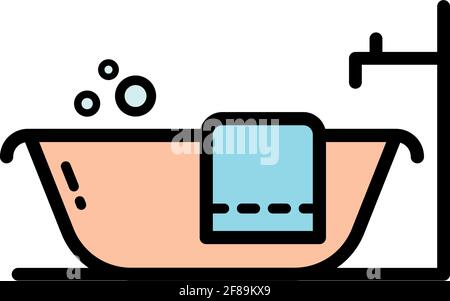 Bathtub simple color icon. Bath symbol. Vector simple style icon isolated on white background. Stock Vector