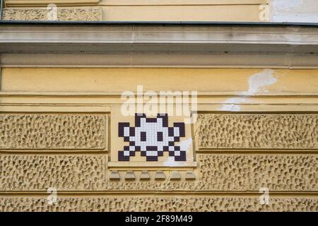 Invader invaded Ljubljana Stock Photo