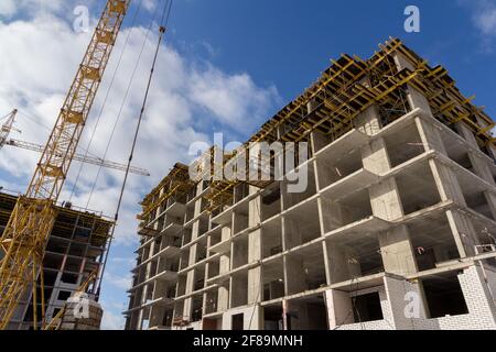 Construction of an apartment building. Multi-storey construction Stock Photo